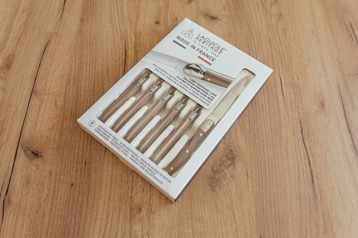 Coffret de 6 couteaux de table Laguiole Héritage Médium manche bois