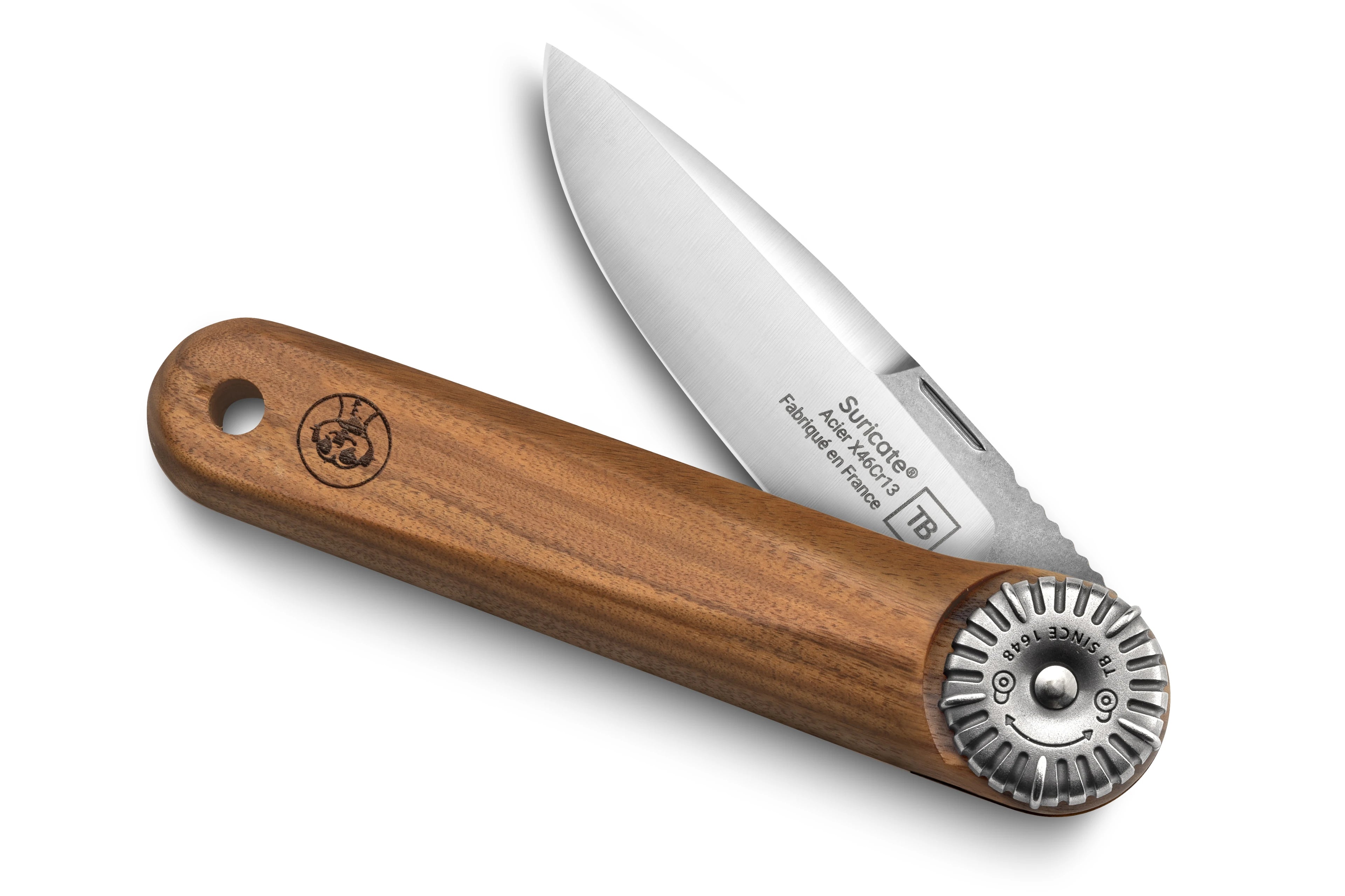 Couteau Suricate palissandre semi-ouvert bois clair