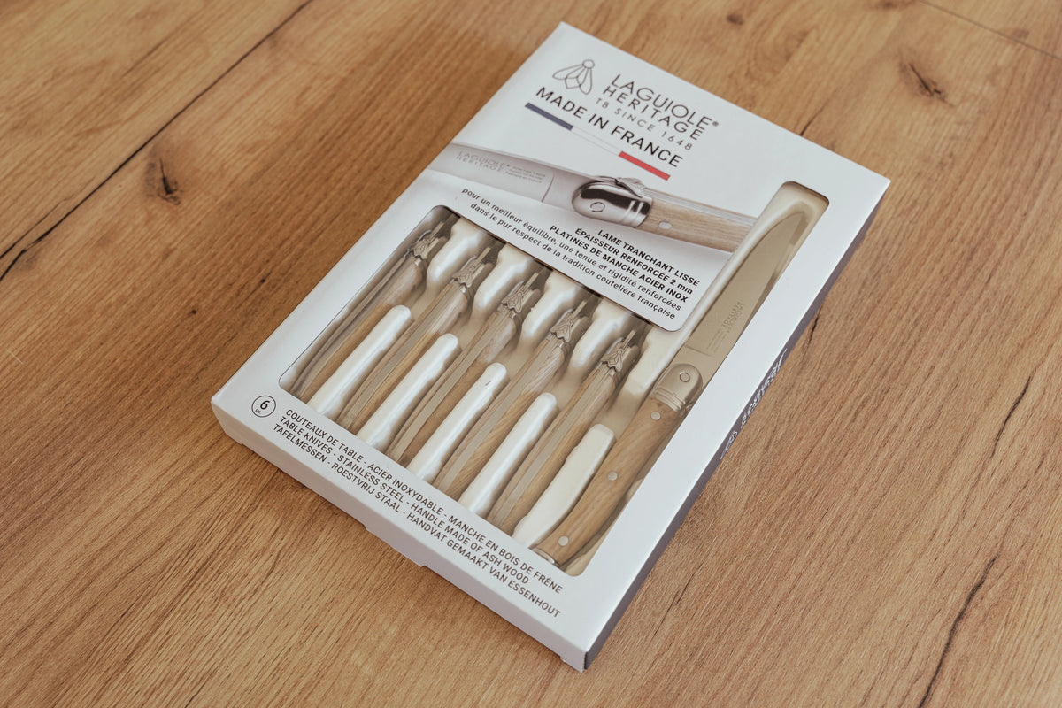 Coffret de 6 couteaux de table Laguiole Héritage Médium manche bois, autre teinte
