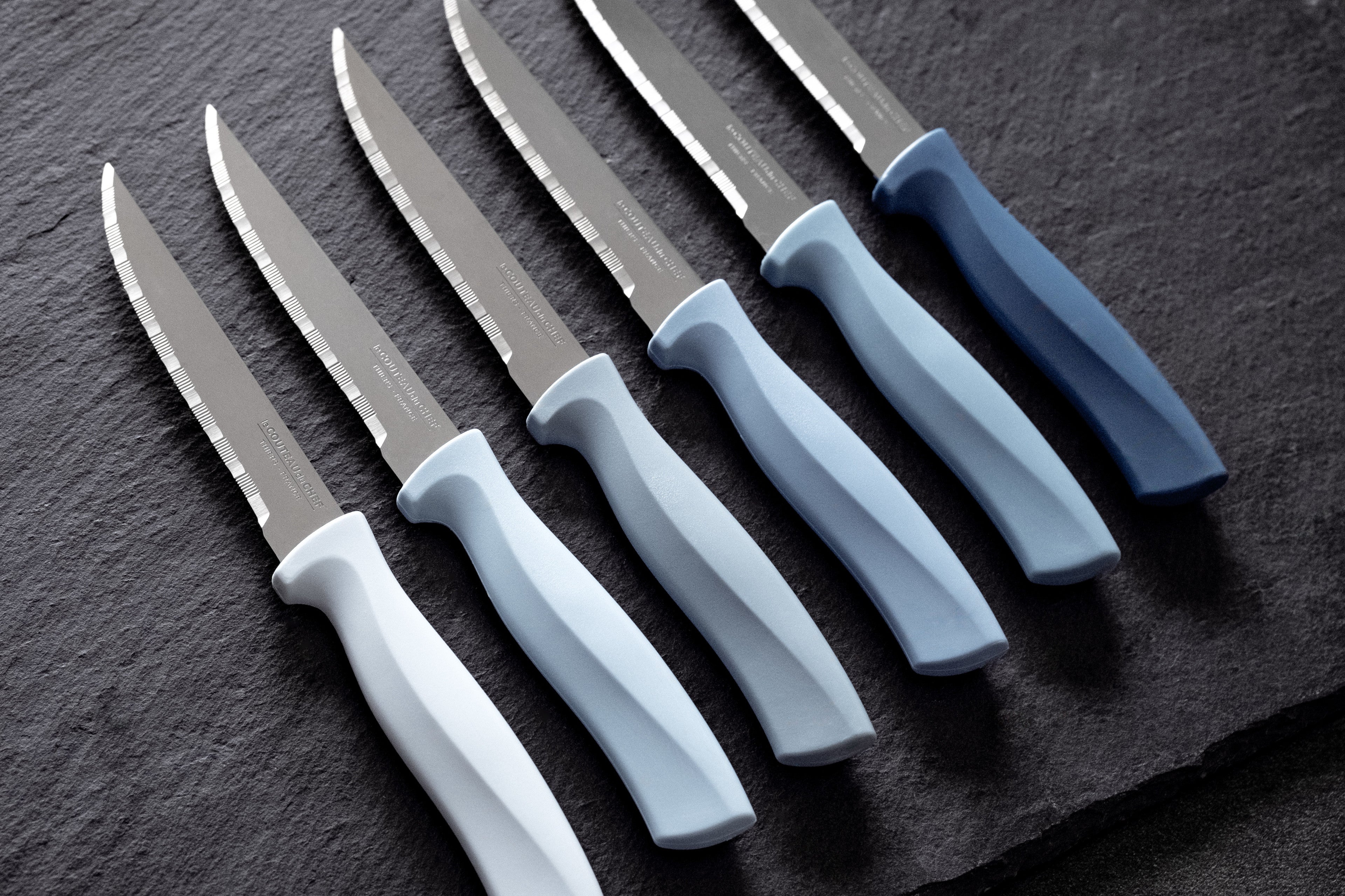 Record camaieux bleu couteaux